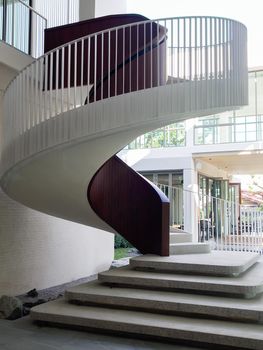 Steps with spiral staircase background, stock photo