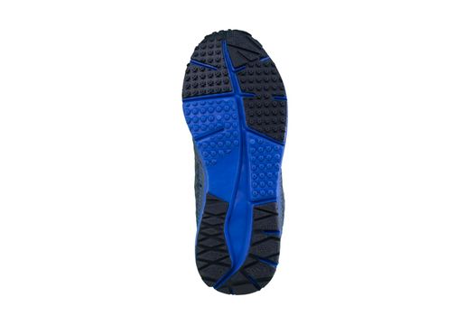 Blue rubber sole with sneakers on a white background.