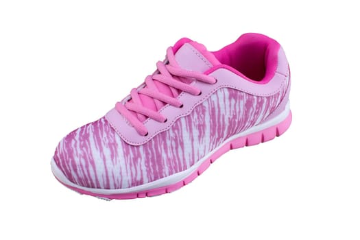 Sneaker pink. Sport shoes on white background