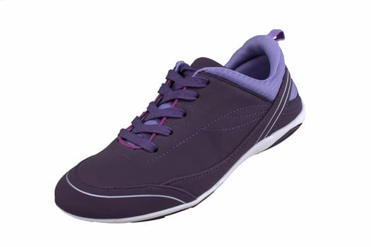 Sneaker purple on a white sole. Sport shoes on a white background.