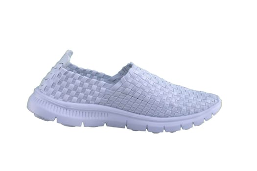 White sneaker on a white sole. Sport shoes on a white background.