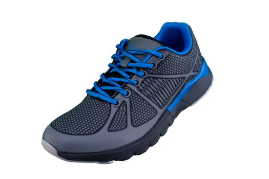 Sneakers black and blue. Sport shoes on white background