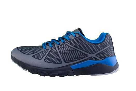 Sneakers black and blue. Sport shoes on white background