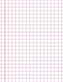 Graph paper. Printable squared grid paper with color horizontal lines. Geometric background for school, textures, notebook, diary. Realistic lined paper blank size Letter.