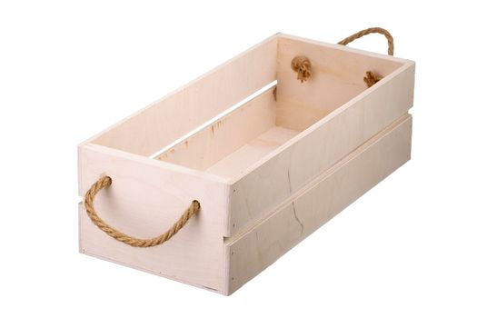 Wooden box on a white background. Storage box