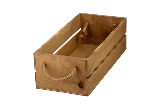 Wooden box on a white background. Storage box