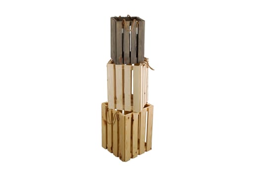 Three wooden box on a white background.