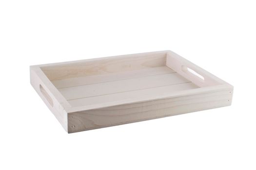 Wooden box on a white background. Storage box. Tray