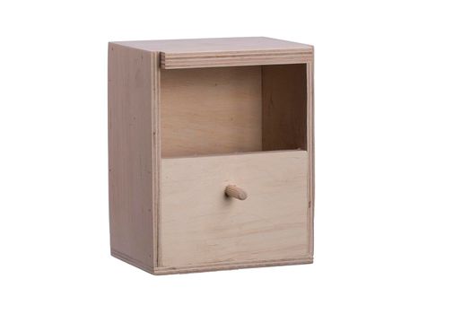 Wooden birdhouse on a white background
