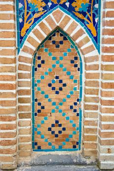 The facade of the old Turkish bath building is lined with mosaics. Sulfur baths in Tbilisi.