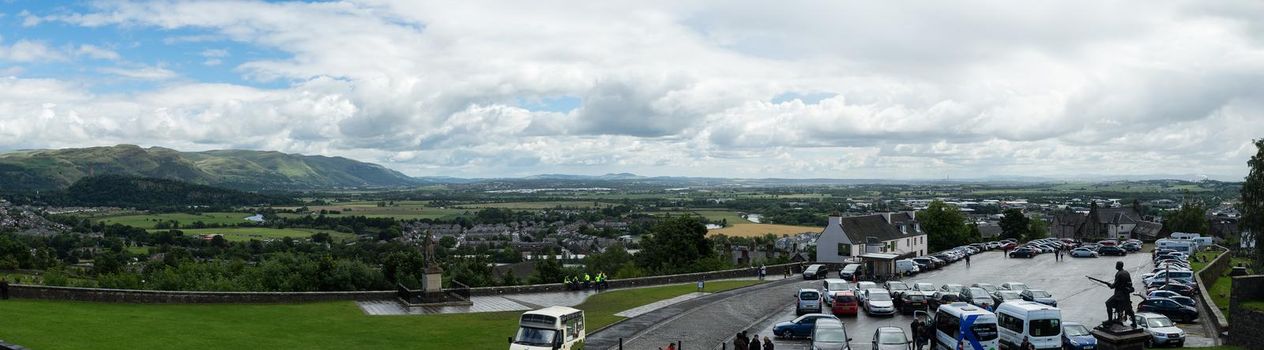 Panoramic view from the popular tourist attraction Stirling Castle, Scotland, Great-Britain, Europe