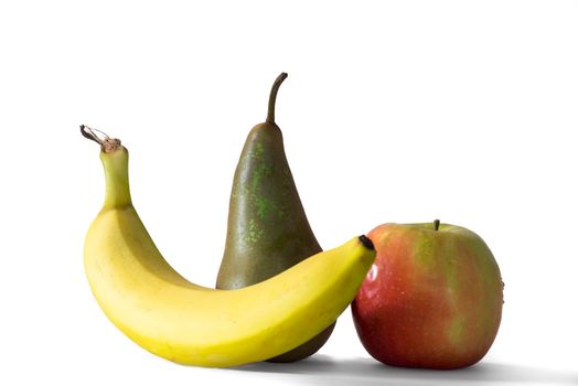 Apple, Pear, Banana isolated in white