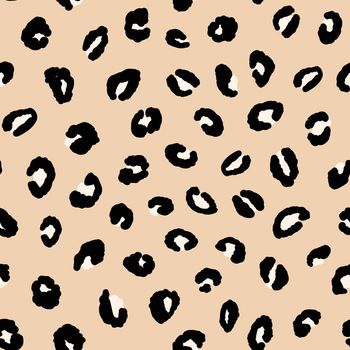 Abstract modern leopard seamless pattern. Animals trendy background. Beige and white decorative vector illustration for print, card, postcard, fabric, textile. Modern ornament of stylized skin.