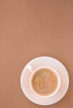 Drinks menu, italian espresso recipe and organic shop concept - Cup of hot coffee as breakfast drink, flatlay cups on beige background