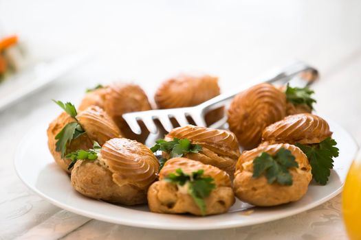 Buffet Dish. Choux pastry on the table