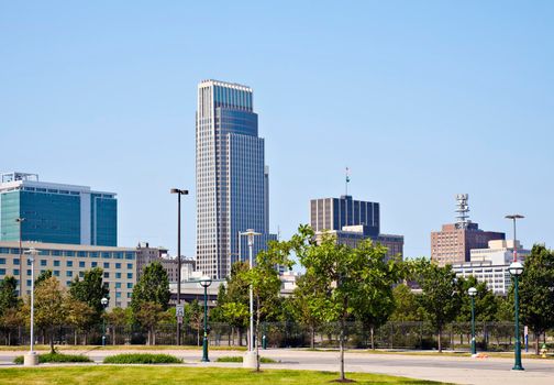 Morning in Omaha - skyline of the city. Omaha, Nebraska, USA.