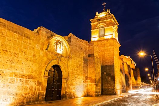 Monasterio de Santa Catalina in Arequipa at night. Arequipa, Peru.