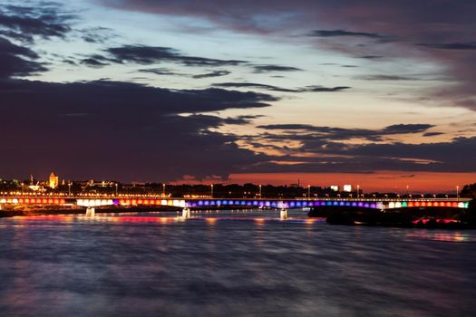 Slasko-Dąbrowski Bridge evening time - Warsaw, Poland