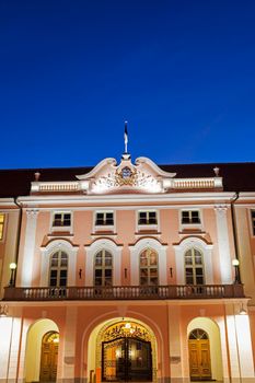 Estonian Parliament during the evening. Tallin, Estonia.