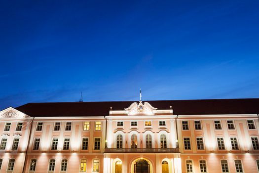 Estonian Parliament in Tallin at night. Tallin, Estonia.