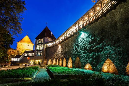 Tallinn City Walls at night. Tallinn, Estonia.