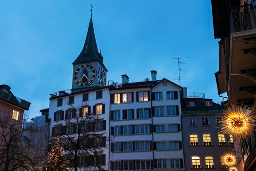 St. Peter Church during Chrismas. Zurich, Switzerland 