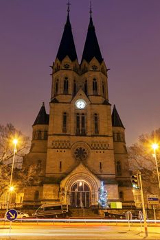 Ringkirche in Wiesbaden at sunrise. Wiesbaden, Hesse, Germany