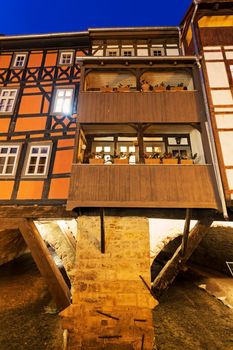  Kramerbrucke - bridge with houses. Erfurt, Thuringia, Germany