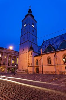 St. Mark's Church at night. Zagreb, Croatia.