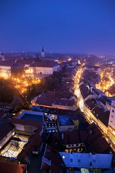 Old town of Zagreb - aerial view. Zagreb, Croatia