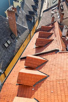 Roofs of Old Town in Bratislava. Bratislava, Slovakia.