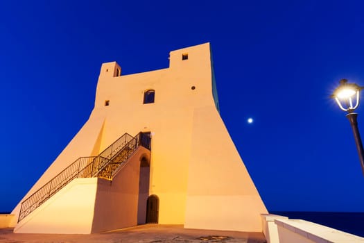 Truglia Tower in Sperlonga at night. Sperlonga, Lazio, Italy.