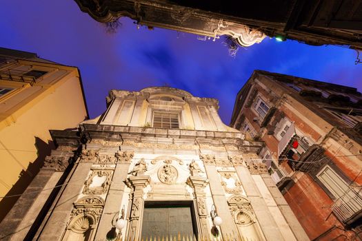 Church in Naples at sunrise. Naples, Campania, Italy