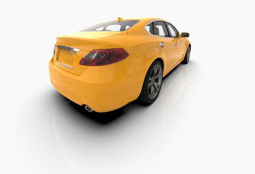 Generic and Brandless Car Isolated on White 3d Illustration, Contemporary Sedan Studio, Dealership Automobile Industry, Auto Transport, Infographics Automotive Background, City Vehicle Template