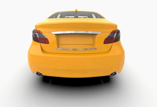 Generic and Brandless Car Isolated on White 3d Illustration, Contemporary Sedan Studio, Dealership Automobile Industry, Auto Transport, Infographics Automotive Background, City Vehicle Template