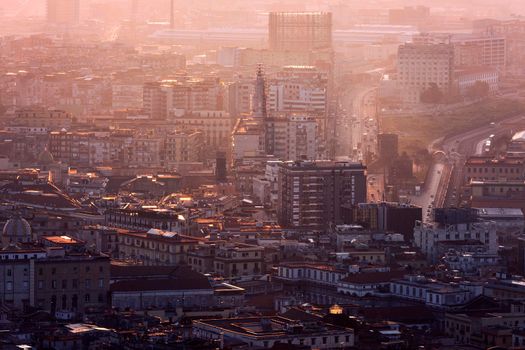 Naples panorama at sunrise. Naples, Campania, Italy.