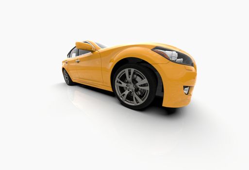 Generic and Brandless Car Isolated on White 3d Illustration, Contemporary Sedan Studio, Dealership Automobile Industry, Auto Transport, Infographics Automotive Background, City Vehicle Template