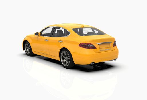 Generic and Brandless Car Isolated on White 3d Illustration, Contemporary Sedan Studio, Dealership Automobile Industry, Auto Transport, Infographics Automotive Background, City Vehicle Template