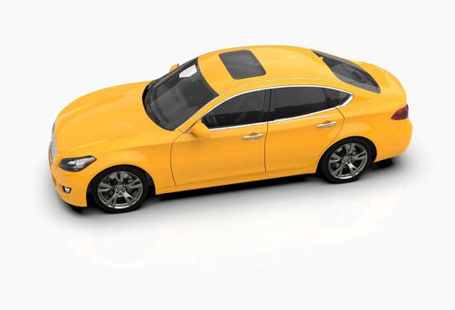 Generic and Brandless Car Isolated on White 3d Illustration, Contemporary Sedan Studio, Dealership Automobile Industry, Auto Transport, Infographics Automotive Background, City Vehicle Template