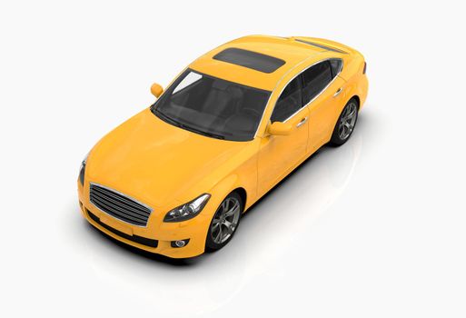 Generic and Brandless Car Isolated on White 3d Illustration, Contemporary Sedan Studio, Dealership Automobile Industry, Auto Transport, Infographics Automotive Background, City Vehicle Template