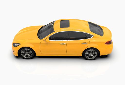 Generic and Brandless Car Isolated on White 3d Illustration, Contemporary Sedan Studio, Dealership Automobile Industry, Auto Transport, Infographics Automotive Background, City Vehicle Template