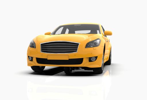 Generic and Brandless Car Isolated on White 3d Illustration, Contemporary Sedan Studio, Dealership Automobile Industry, Auto Transport, Infographics Automotive Background, City Vehicle Template