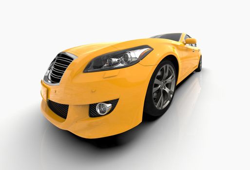 Generic and Brandless Car Isolated on White 3d Illustration, Contemporary Sedan Studio, Dealership Automobile Industry, Auto Transport, Infographics Automotive Background, City Vehicle Template