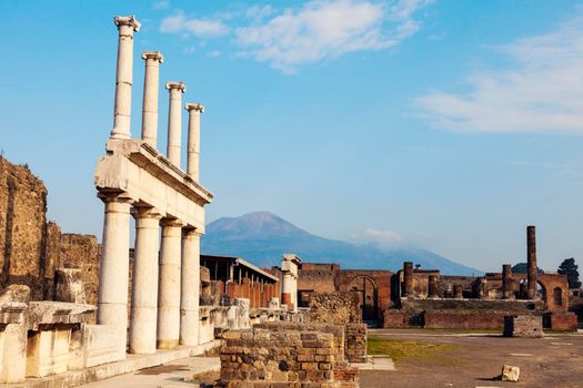 Pompei ruins and Vesuvio. Pompei, Campania, Italy.