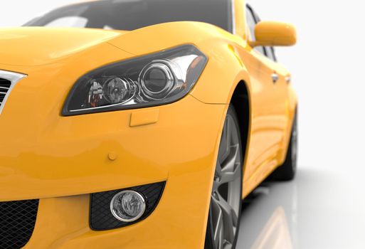 Generic and Brandless Car Isolated on White 3d Illustration, Contemporary Sedan Studio, Dealership Automobile Industry, Auto Transport, Infographics Automotive Background, City Vehicle Template