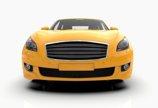 Generic and Brandless Car Isolated on White 3d Illustration, Contemporary Sedan Studio, Dealership Automobile Industry, Auto Transport, Infographics Automotive Background, City Vehicle Template