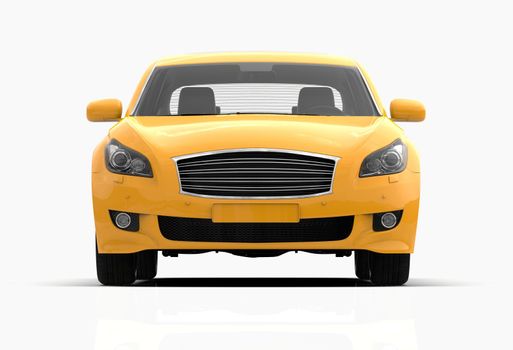 Generic and Brandless Car Isolated on White 3d Illustration, Contemporary Sedan Studio, Dealership Automobile Industry, Auto Transport, Infographics Automotive Background, City Vehicle Template