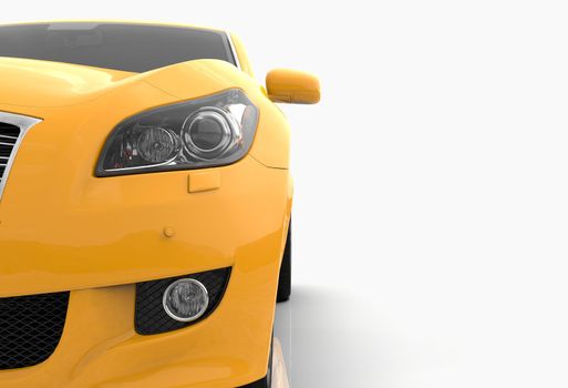 Generic and Brandless Car Isolated on White 3d Illustration, Contemporary Sedan Studio, Dealership Automobile Industry, Auto Transport, Infographics Automotive Background, City Vehicle Template