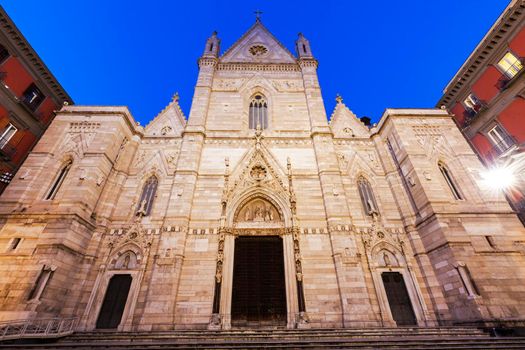 Naples Cathedral at night. Naples, Campania, Italy