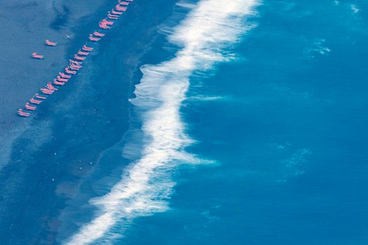 Aerial view of beach in Positano. Campania, Italy.